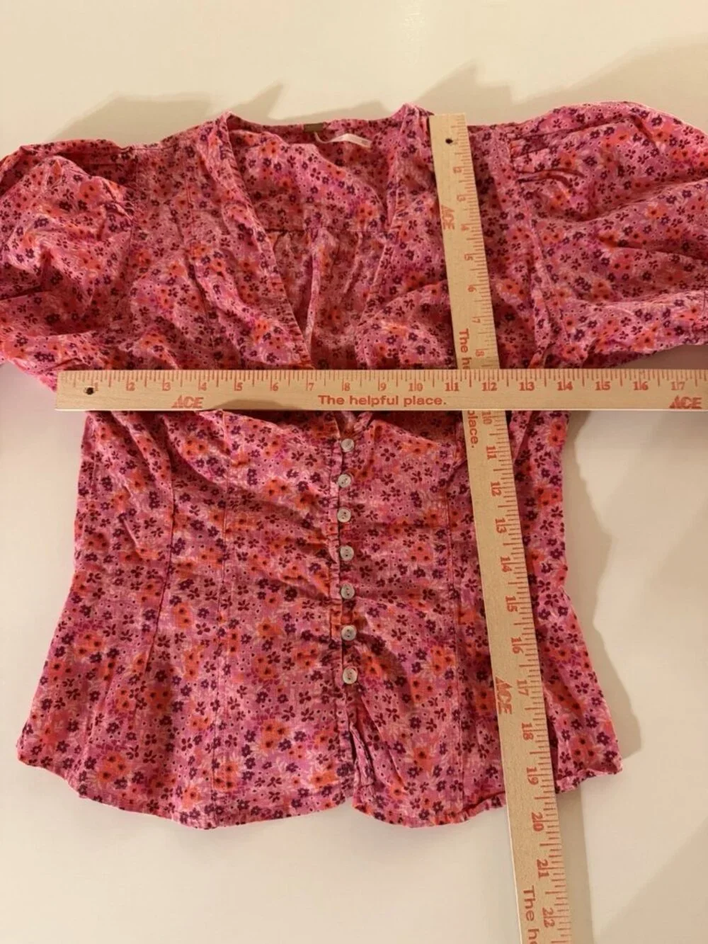 Free People I Found You floral print Ren Faire boho puff sleeve cottage XS shirt